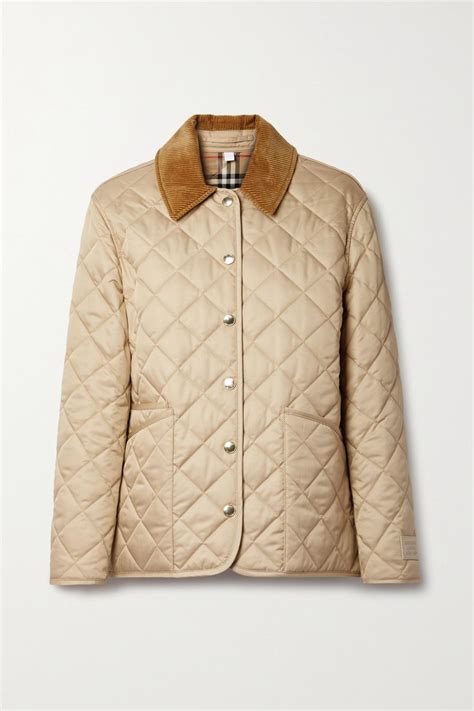 burberry reversible corduroy-trimmed quilted shell and checked cotton jacket|corduroy quilted jacket.